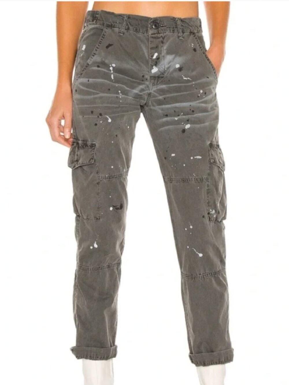 NSF Basquiat Cargo Pant Size 27 Pigment Black Painter Paint Splatter